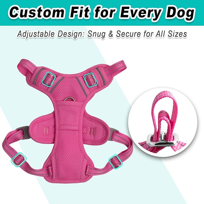 BARKBAY Dog Harness No Pull Mesh for Small Dogs - Adjustable, Reflective, Comfortable, No Choke, Heavy-Duty - Perfect for Outdoor Training, Walking, and Hiking - Strong & Durable - S & Pink Mesh