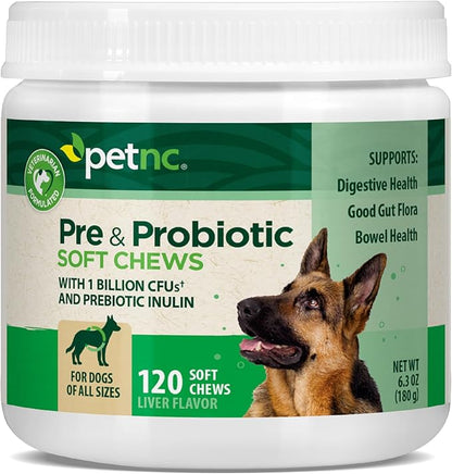 PetNC Natural Care Liver Flavor,Cheese Pre & Probiotic Soft Chews for Dog 120 ct (Pack of 1) (Packaging May Vary)