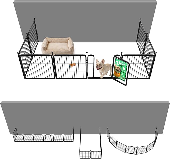 FXW Rollick Dog Playpen with Anchor Kit (Pack of 4) – 24 Inch 8-Panel Dog Pen for Small & Medium Dogs, Stable & Safe Indoor/Outdoor Play│Patented