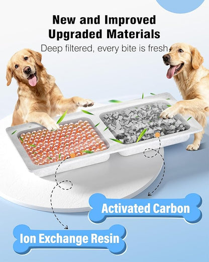 3.4Gal Dog Water Fountain for Large Dogs, 13L Stainless Steel Large Pet Fountain with Deeper & Wider Drinking Area, Automatic Dog Water Bowl Dispenser with Water Window (7 Filters)