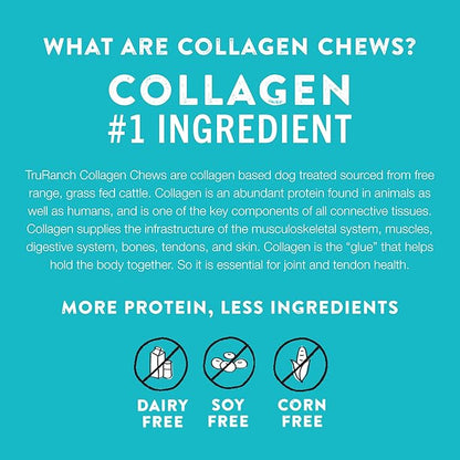 TRURANCH Collagen Chips - Collagen Dog Treats - Long Lasting Healthy Joint Support Dog Treat - Rawhide Alternative Chips - Skin & Coat Health - Made with Real Beef, 1 Bag, 8.2 oz