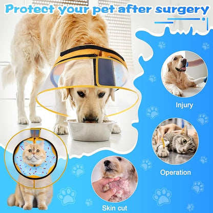 CNEO Inflatable Dog Cone Collar with Detachable Enhanced Anti-Licking Shield, Soft Neck Donut Collar for Dogs After Surgery, Adjustable Dog Cone Alternative for Large Medium Small Dogs & Cats
