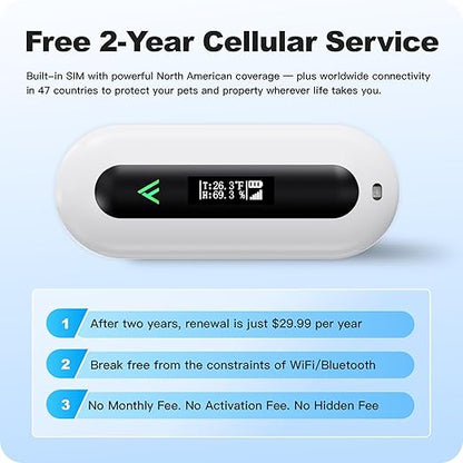 RV Pet Temperature Monitor - 4G Cellular Remote Monitor for Pets & Vacation Home | Instant Power Outage & Temp/Humidity Alerts | House, Server Room & RV Safety | Includes 2 Years of Service