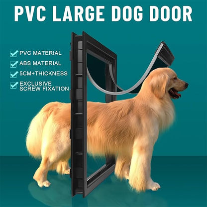 YOXIER Dog Door for Sliding Glass Door,Gates for Dogs Indoor with Door, Extreme Weather Doggy Door, Big Dog Door for Large and Extra Large Dogs Up, Dual Flap Insulated Dog Door 1 Set