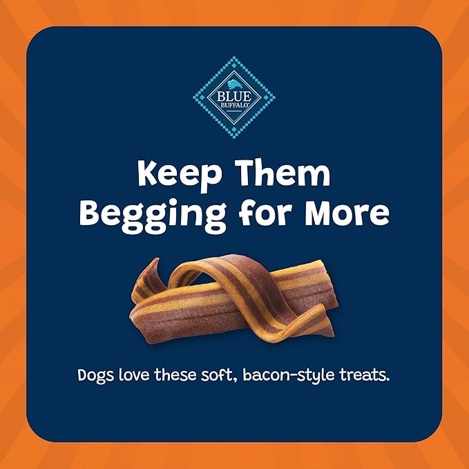 Blue Buffalo Sizzlers Natural Soft Dog Treats,Bacon-Style Soft-Moist Dog Treats with Real USA Pork,Original Flavor,6-oz Bag,(Pack of 2)