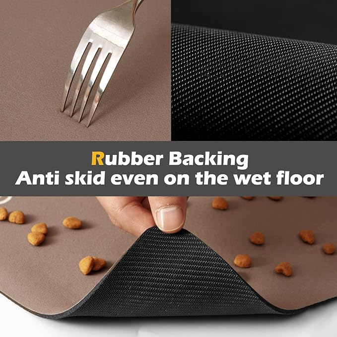 Pet Feeding Mat-Absorbent Dog Mat for Food and Water Bowl-Accessories Pet Supplies-Bowl for Messy Drinkers-No Stains Quick Dry Dog Water Dispenser Mat (16"x24", Brown)