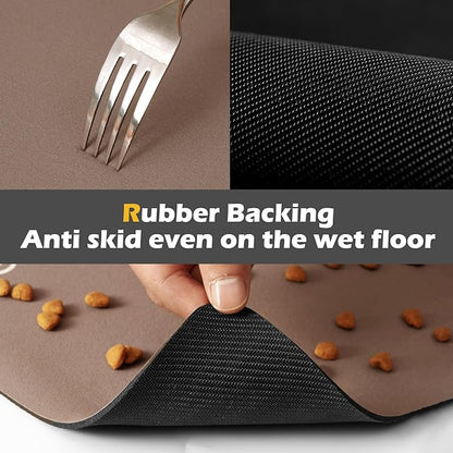 Pet Feeding Mat-Absorbent Dog Mat for Food and Water Bowl-Accessories Pet Supplies-Bowl for Messy Drinkers-No Stains Quick Dry Dog Water Dispenser Mat (16"x24", Brown)