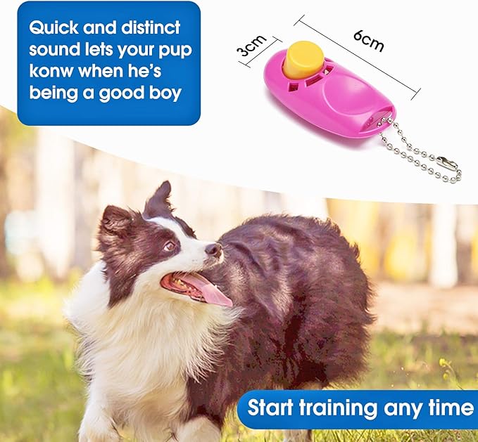 BAAPET 15/20/30/50/100 ft Long Dog Training Leash with Clickers for Small, Medium and Large Dogs or Cats (15 Feet, Pink)