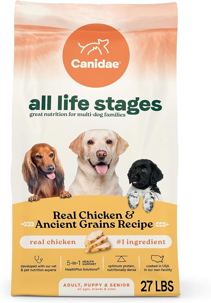 Canidae All Life Stages Real Chicken & Ancient Grains Recipe – High Protein Premium Dry Dog Food for All Ages, Breeds, and Sizes– 27 lbs.