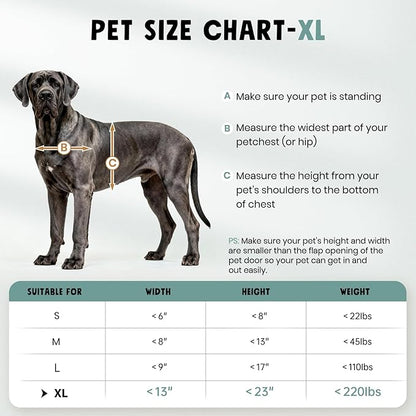 Extra Large Dog Door for Door All Aluminum 3 Flaps White, Heavy Duty XL Dog Door for Dogs, Large Pet Door, with Insulation Flap and Lockable Closing Panel, Durable Rust Resistant, for Pet Up to 220lbs