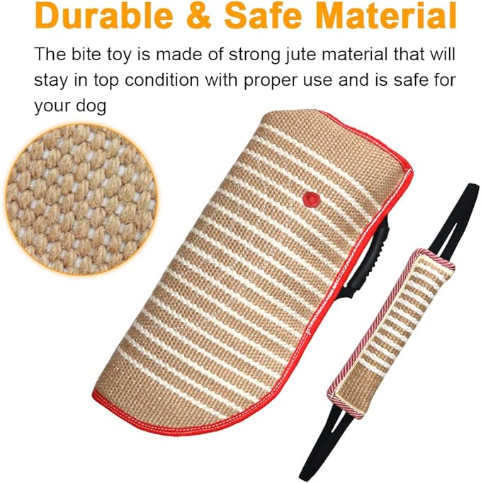 DGSL Dog Training Set - Dog Bite Sleeve, Pillow Tug Toy, Stick - Professional Training Equipment for Biting, Interactive, Fetch, K9, Puppy (Transverse Stripe)