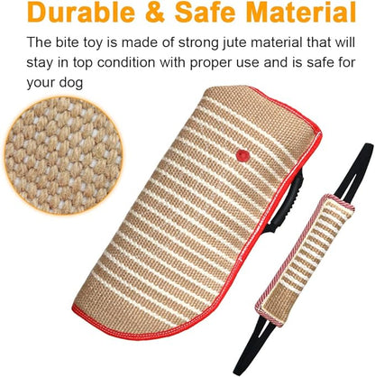 DGSL Dog Training Set - Dog Bite Sleeve, Pillow Tug Toy, Stick - Professional Training Equipment for Biting, Interactive, Fetch, K9, Puppy (Transverse Stripe)