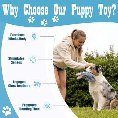 Donkey Squeaky Dog Toys to Keep Them Busy, Stuffed Plush Dog Toy Birthday Gift Crinkle Pet Puppy Tug Toy for Small Medium Large Dogs (Grey)
