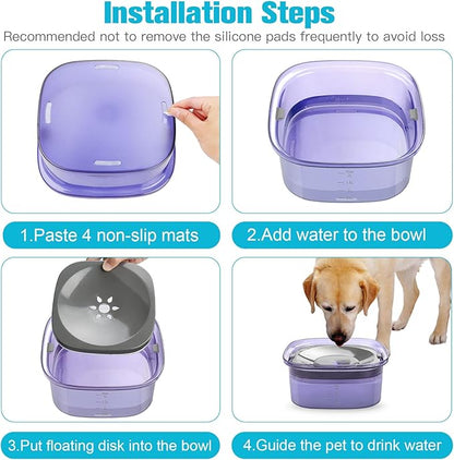 UPSKY 70oz Dog Water Bowl 2L No Spill Dog Bowls Large Capacity Spill Proof Slow Water Feeder, No Splash Dog Bowl Pet Water Dispenser Vehicle Carried Travel Slow Drinking Bowls for Messy Drinkers, Cats