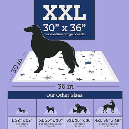 Pet Life Unlimited Overnight XXL Puppy Pads for Dogs, 30" x 36", 15 Count, Leak-Proof, Super Absorbent, Quick-Dry Potty Training Pads, Overnight Protection & Jasmine Honey Scent, Made in USA