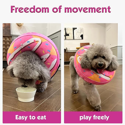 Inflatable Dog Cone, Soft Adjustable Blow up Donut Collar for After Surgery - Suitable for Small, Medium, Large Dogs and Cats