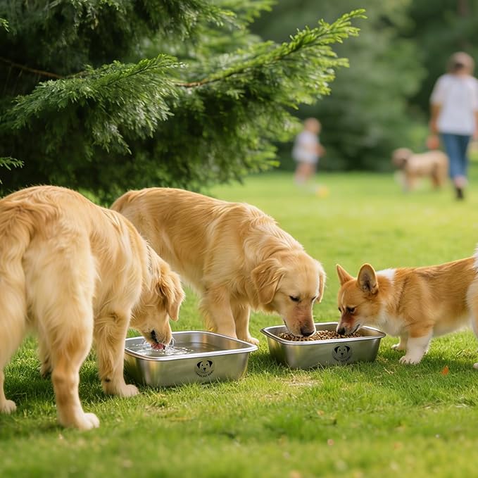 2 Pcs Stainless Steel Dog Bowls for Large Dogs, High Capacity Metal Dog Food Bowls, Food and Water Bowl for Large, X-Large, and Big Dogs 2.65 Gallons