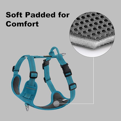 Plutus Pet No Pull Dog Harness, Reflective Adjustable Dog Vest Harness with Handle, Escape Proof, Soft Padded for Small Medium Large Dogs (Light Blue, L)