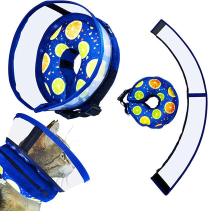 Ovatt PVC inflatable pet collar for small medium and large dogs after surgery ，Washable Dog Cone Collar w/Removable Hard Cone for Dogs After Surgery (Lemon, S)