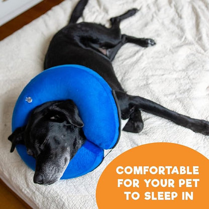 BENCMATE Inflatable Dog Cone Collar Alternative, Soft Dog Cone for Small Medium Large Dogs and Cats, Neck Recovery ECollar Donut Collar After Surgery (Large+, Plaid)