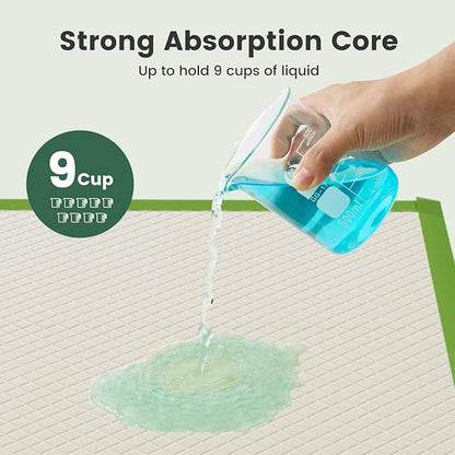 Gardner Pet Dog Pee Pads Extra Large 27.6"x33.5", XL Thicker ECO Green Disposable XLarge Puppy Training Pads Super Absorbent Full Edge-Wrapping Pad for Dogs, Puppies, Doggie, Cats, Rabbits-(30 Count)
