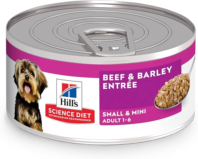 Hill's Science Diet Adult 1-6 Small & Mini Wet Dog Food, Beef & Barley, 5.8 oz. Cans, 24-Pack