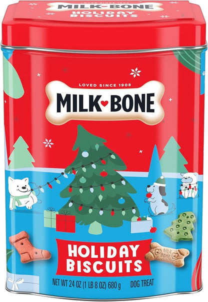 Milk-Bone Limited Edition Holiday Dog Treats, Small Biscuits, 24 Ounce Reusable Tin