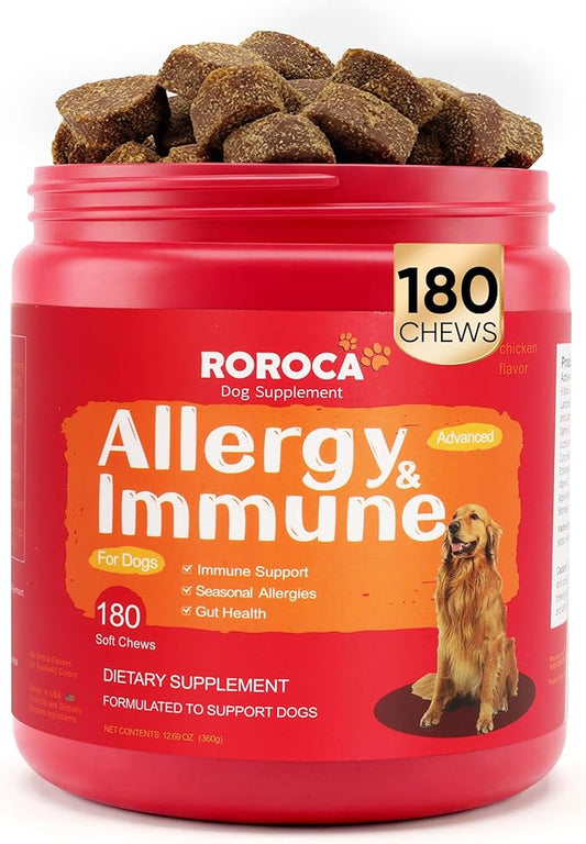 Dog Allergy Chews, Allergy Relief & Itch Relief for Dogs,Probiotics for Dogs,Seasonal Allergy Relief Immune Support,Itchy Skin and Itchy Ear(Premium Pack)