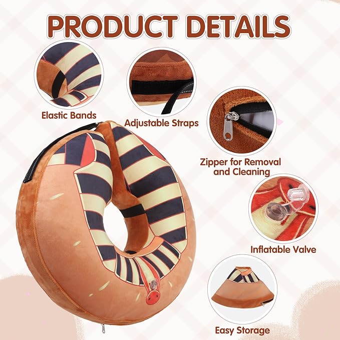 EXPAWLORER X-Large Widen Soft Dog Cone Collar - Inflatable Dog Neck Donut Collar Alternative After Surgery to Stop Licking,Adjustable Protective Recovery E Collar(Rharaoh)
