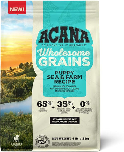ACANA Wholesome Grains Dry Dog Food Puppy Sea & Farm Recipe 4lb Bag