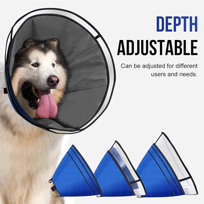 OneTigris Elizabethan Collar Soft Dog Cone for Dogs After Surgery, Breathable Pet Recovery Collar for Large Medium Small Dogs and Cats, Adjustable Dog Cone Collar (Blue, M)