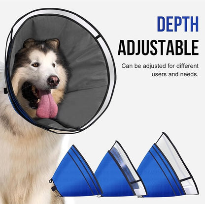 OneTigris Elizabethan Collar Soft Dog Cone for Dogs After Surgery, Breathable Pet Recovery Collar for Large Medium Small Dogs and Cats, Adjustable Dog Cone Collar (Blue, M)