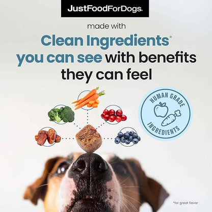 JustFoodForDogs Calming Supplement for Dogs, Human Grade Magnesium and Melatonin Dog Supplements, Promotes Relaxation, Soft Chews, Superfood Blend, Plant Based Dog Vitamins - 45 Count