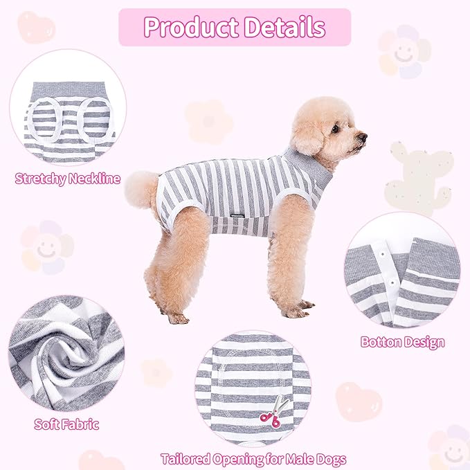 Coppthinktu Recovery Suit for Dogs After Surgery, Dog Onesie Surgery Recovery Suit for Female Spay, Soft Male Surgical Pajamas Bodysuits for Small Medium Puppy to Anti Licking Dog Cone Alternative