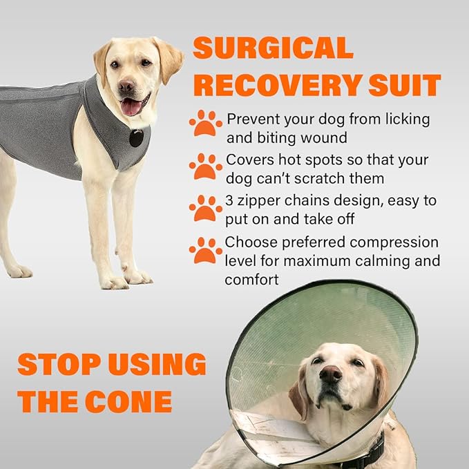 NeoAlly Upgraded Dog Surgical Recovery Suit Cone Alternative Onesie Post Surgery Wear Protects Abdominal Wounds and Skin Anti Licking, Aids Hot Spots, and Provides Anti Anxiety Relief