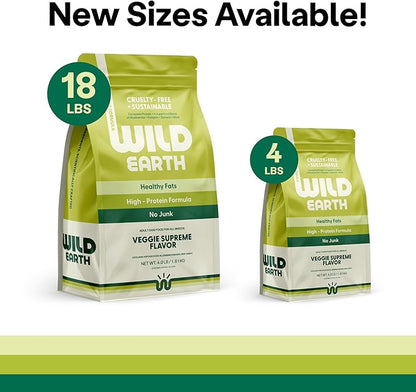 Wild Earth Vegan Dry Dog Food Performance Formula | Plant-Based Vegetarian Kibble | Wheat-Free, Allergen-Free, Veterinarian-Developed | Veggie Supreme Flavor, 4lb Bag