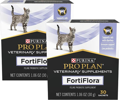 Purina Pro Plan Veterinary Supplements FortiFlora Cat Probiotic Supplement for Cats with Diarrhea 30 ct. Box (Pack of 2)