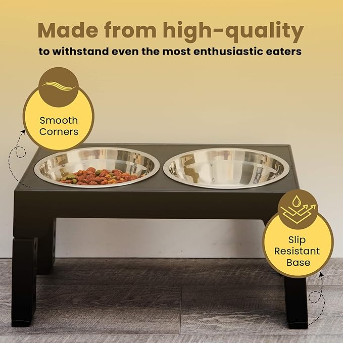 Premium Stainless Steel Dog Bowl with Non-Splash Water Bowl | Adjustable Height for Comfort