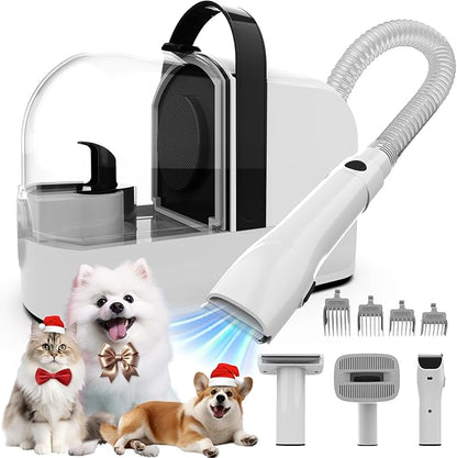 ubrobo Dog Grooming Vacuum, Dog Grooming Kit with Pet Clippers, 12,000Pa Pet Hair Grooming Vacuum for Dogs, Vacuum Brush for Shedding Grooming, Low Noise Home Cleaning Tool in 1, PG10 Black