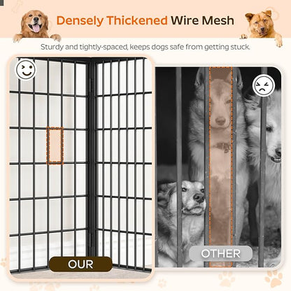 YATINEY Foldable Dog Crate Furniture, Dog Crate with DIY Frame, Heavy Duty Dog Kennel Indoor with Hooks, Wooden Dog Cage End Table, for Small/Medium Dogs, Greige DC95BG