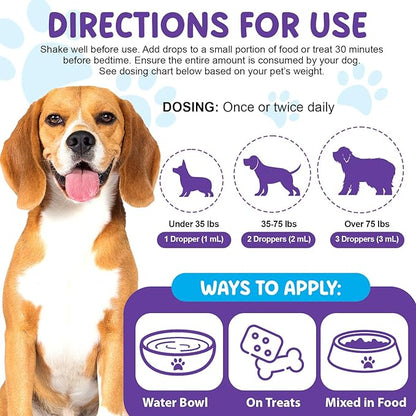 Melatonin for Dogs,Calming Support for Dogs-60ML Natural Sleep Support for Relaxation & Stress Relief and Travel Stress - Alcohol-Free Formula