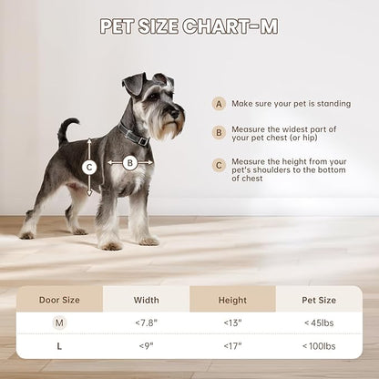 3-Flap Dog Door, Doggy Door, Doggie Door, Cat Door for Install in Interior and Exterior Doors, Insulation Flap, 2 Magnetic Flaps, Closing Panel, Never Rust, for Pets Up to 45lb