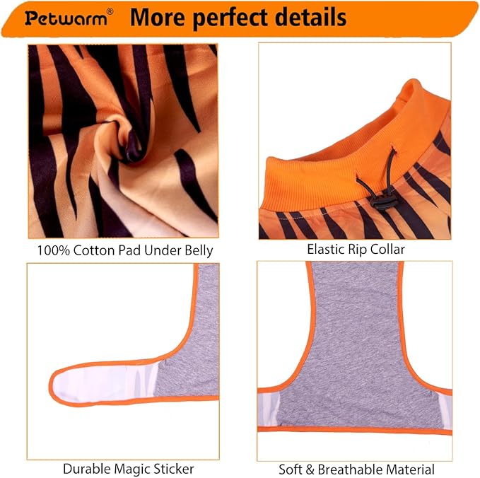 PetWarm Dog Recovery Suit, Surgical Suit for Dogs Female Spay Male Neutered, Dog Onesie for Surgery, Anti-Licking Dog Surgery Recovery Suit, Leopard Pattern, Yellow, M