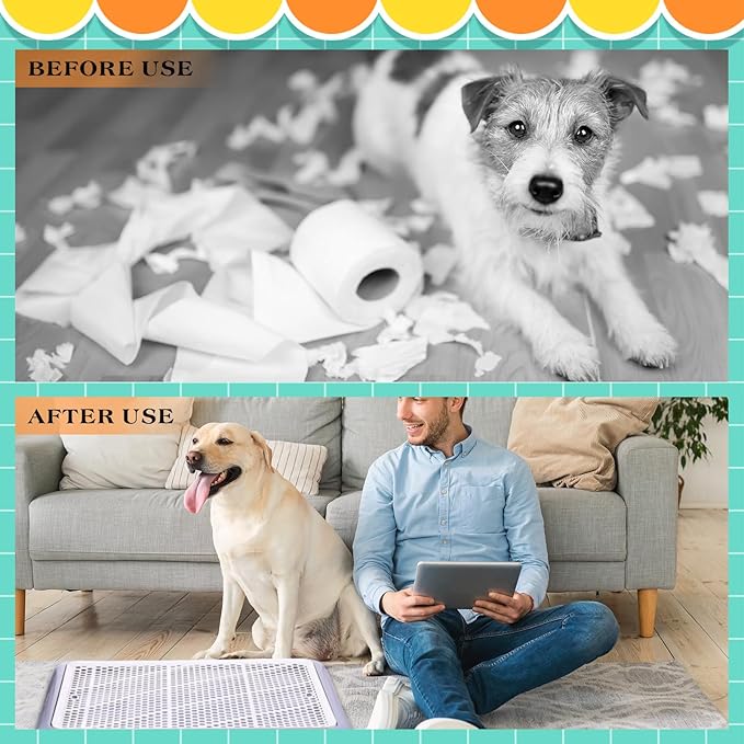 Mifoci 1 Pcs Dog Potty Tray Mesh Puppy Training Pad Holder Floor Protection Portable Pee Pad Pet Toilet Training Tray Litter Box Corner for Medium and Large Dogs (25.6 x 18.9 Inch,Gray)