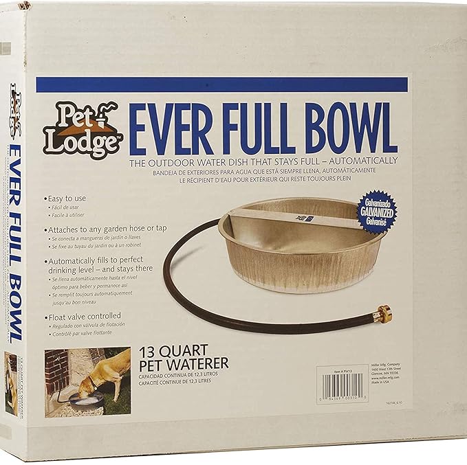 Little Giant PW13 13-Quart Capacity Rust Resistant Galvanized Steel Ever Full Pet Water Bowl Dish Attachable to Standard Hose (3 Pack)