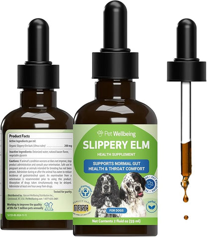 Pet Wellbeing Slippery Elm for Dogs - Vet-Formulated Dual Digestive & Throat Support - Organic Single Herb Extract - Holistic Soothing Dog Supplement - Liquid Formula 2 oz (59ml)