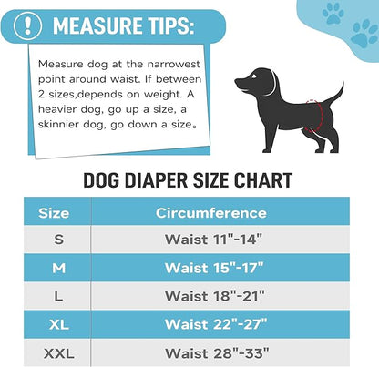 Leekalos Male Dog Diapers, Dog Belly Bands for Male Dogs Wraps Washable Doggie Diapers High Absorbing Dog Belly Bands（5 Pack）