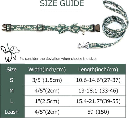 Bowtie Collars for Big Dogs, Elegant Puppy Collars with Leash Set, Dog Collars with Bowtie Adjustable 15.7"-20.9", Green, L