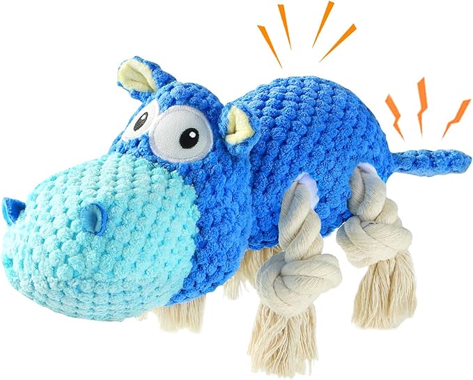 TOOPTATE Squeaky Dog Toys - Plush Stuffed Animal Dog Toys for Large, Medium, Small Dogs to Keep Them Busy (Blue, Large)