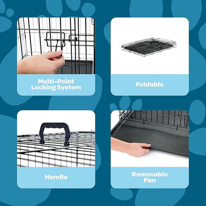 Carlson Pet Products Single Door Metal Dog Crate, Intermediate 36" Dog Crate for Medium to Large Dogs, Foldable Collapsible Dog Kennel with Removable Tray, Portable Wire Dog Cage for Training & Travel